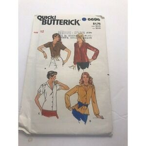 Vintage Butterick 6696 Misses Blouse in 4 Versions Pattern Size 12 Chest 34